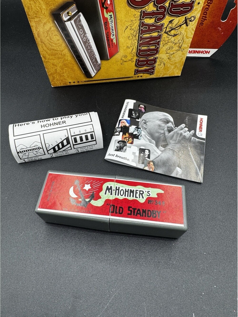 M. Hohner's "Old Standby" No. 34B Key of C Harmonica with Box